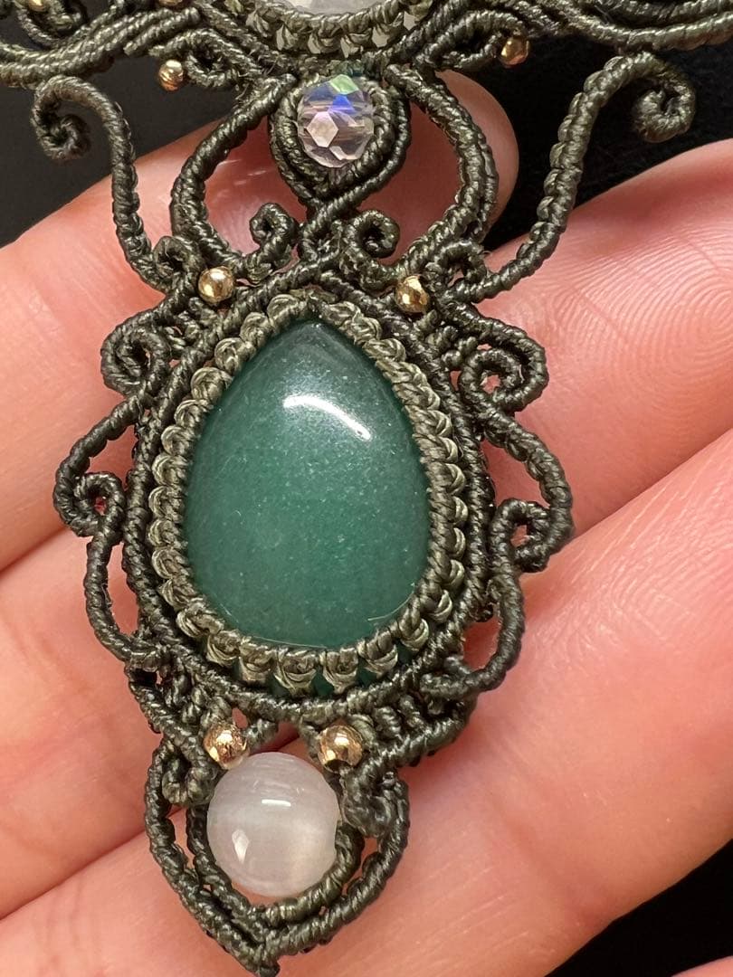 【handmade】マクラメ× ムーンストーンネックレス & アベンチュリン