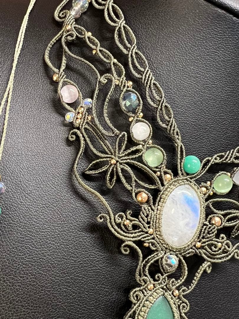 【handmade】マクラメ× ムーンストーンネックレス & アベンチュリン