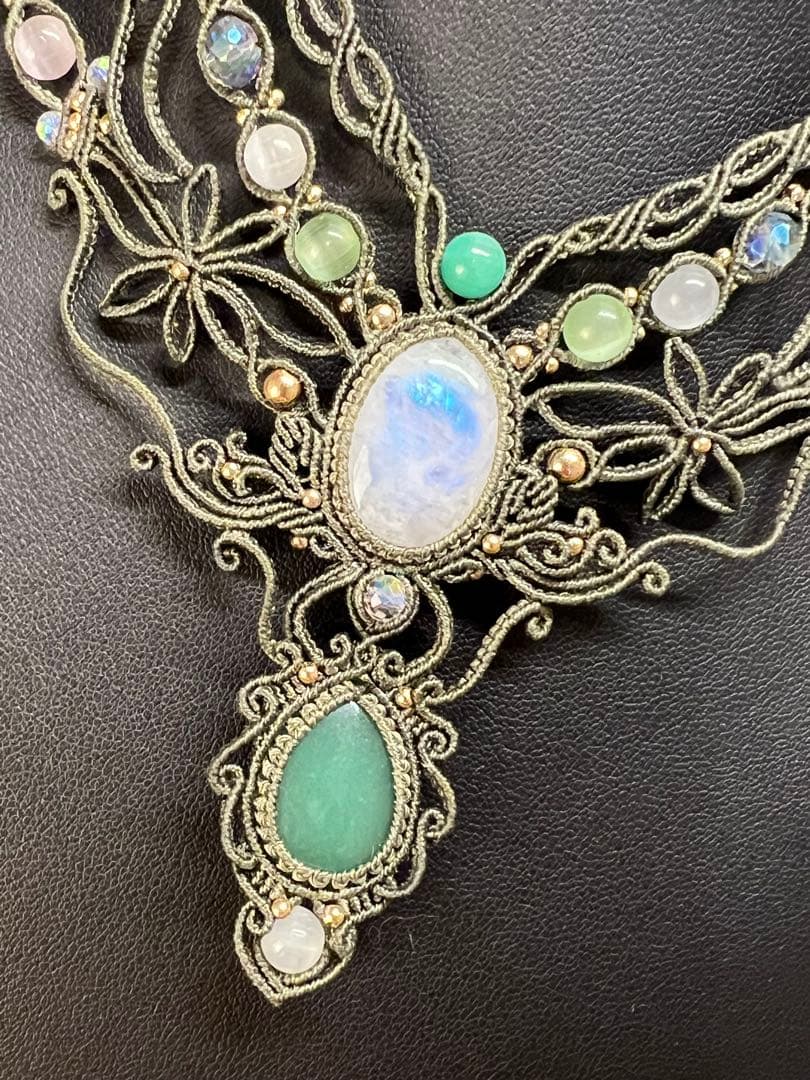 【handmade】マクラメ× ムーンストーンネックレス & アベンチュリン