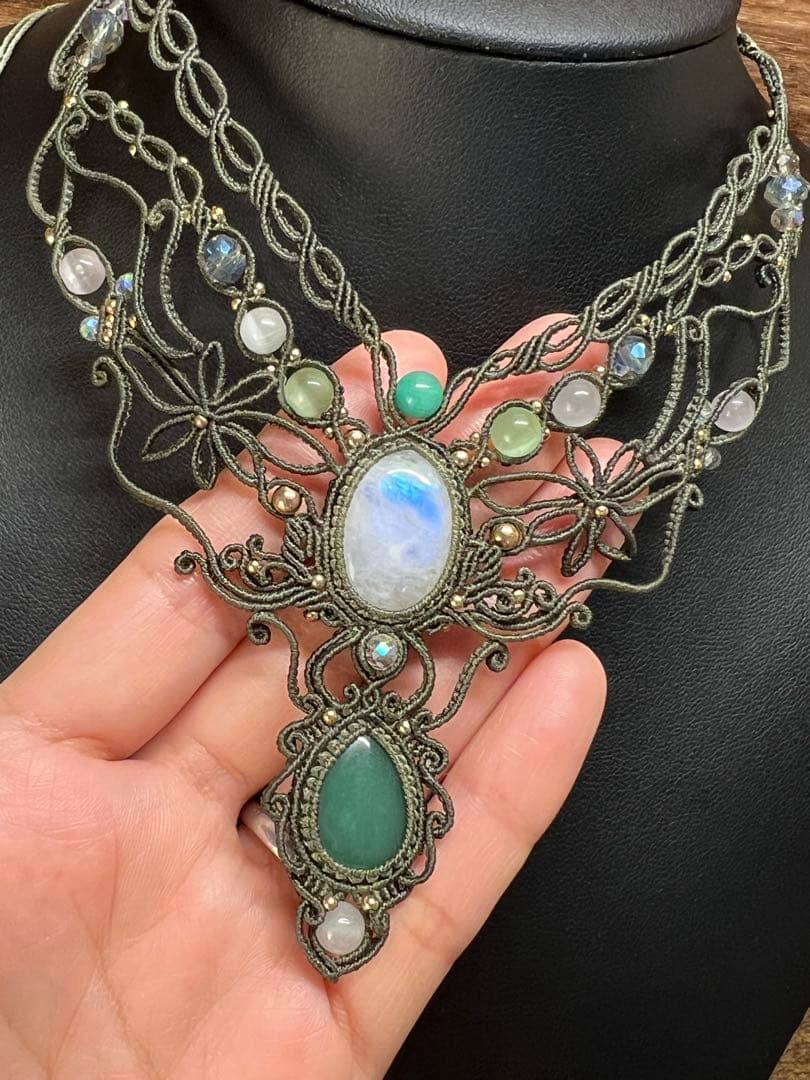 【handmade】マクラメ× ムーンストーンネックレス & アベンチュリン