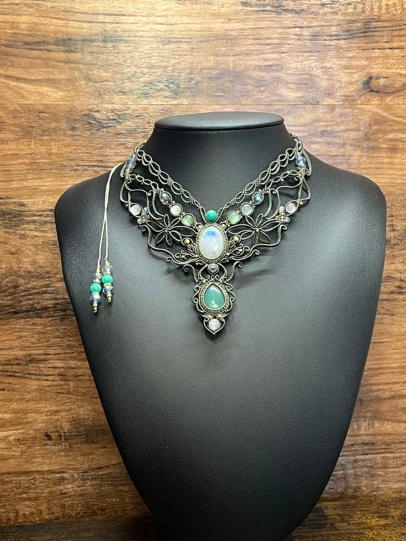 【handmade】マクラメ× ムーンストーンネックレス & アベンチュリン