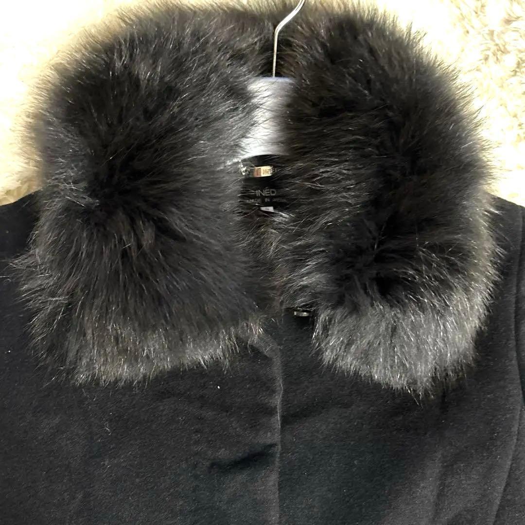 極美品 イネド ロングコート フォックスファー ウール アンゴラ M