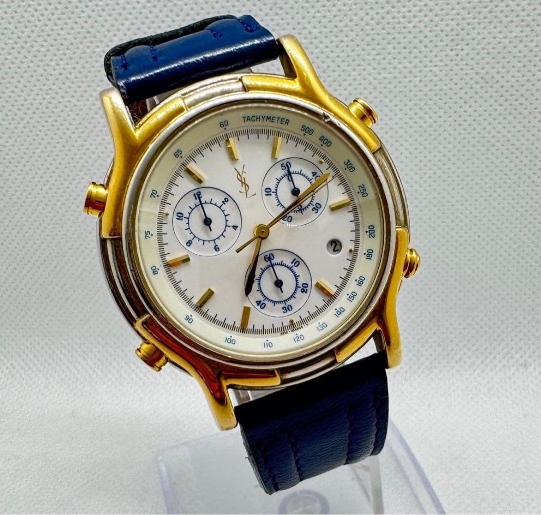 Yves Saint Laurent サンローラン クロノグラフ 腕時計 稼働