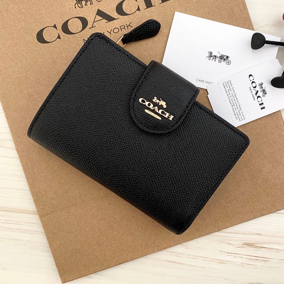 新品　COACH　コーチ 財布 折り財布　２つ折り財布 ブラック