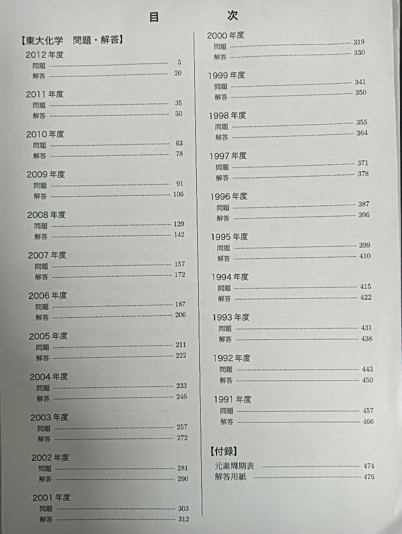 【裁断済み】東大化学問題集 1991-2012