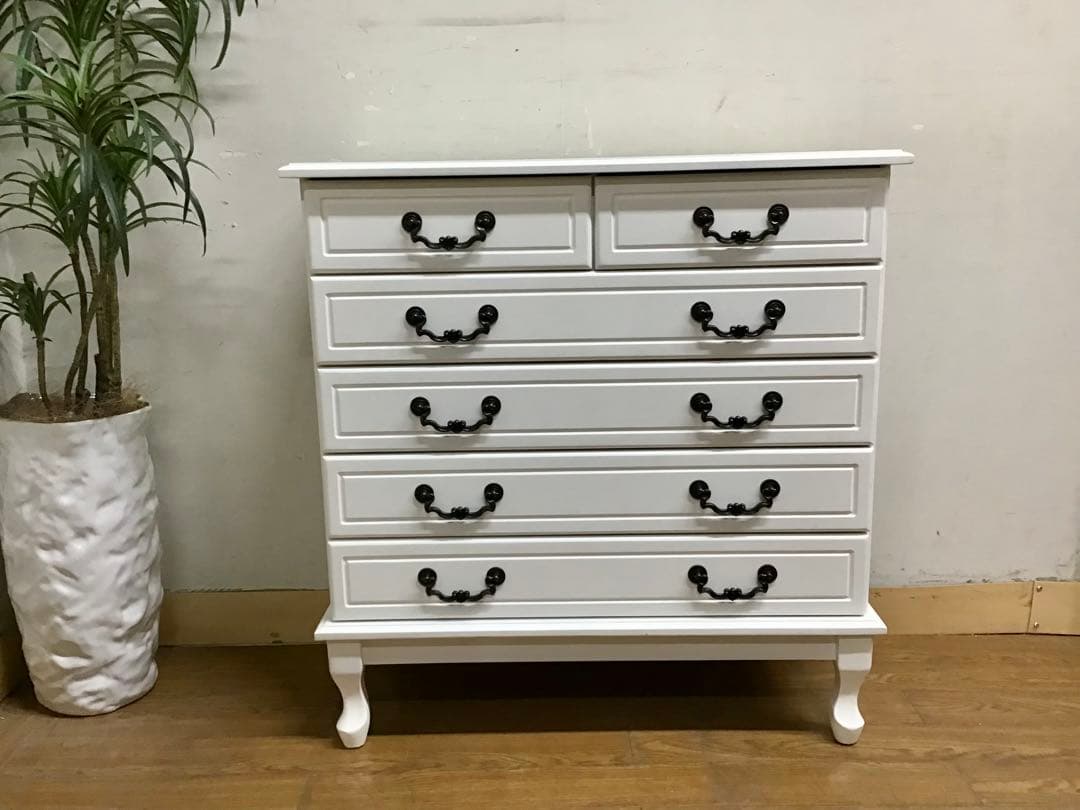 管295☆フレンチスタイル☆白家具☆5段チェスト