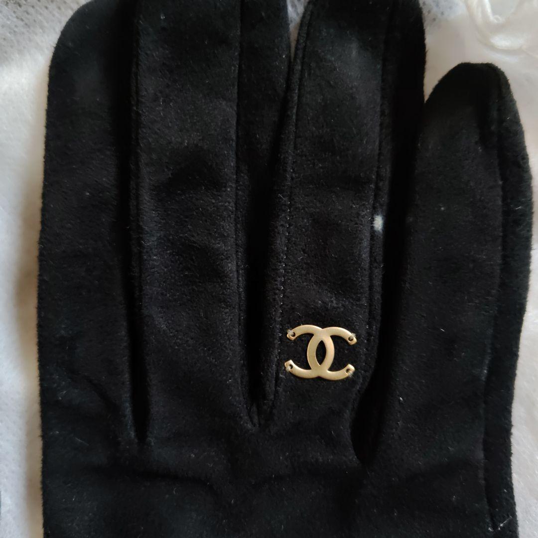 中古シャネルブラック ヤギ革 手袋 CHANEL