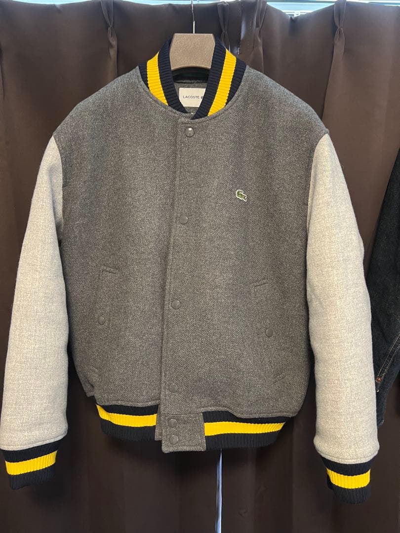LACOSTE ラコステ ベーシックバーシティジャケット スタジャン グレーM