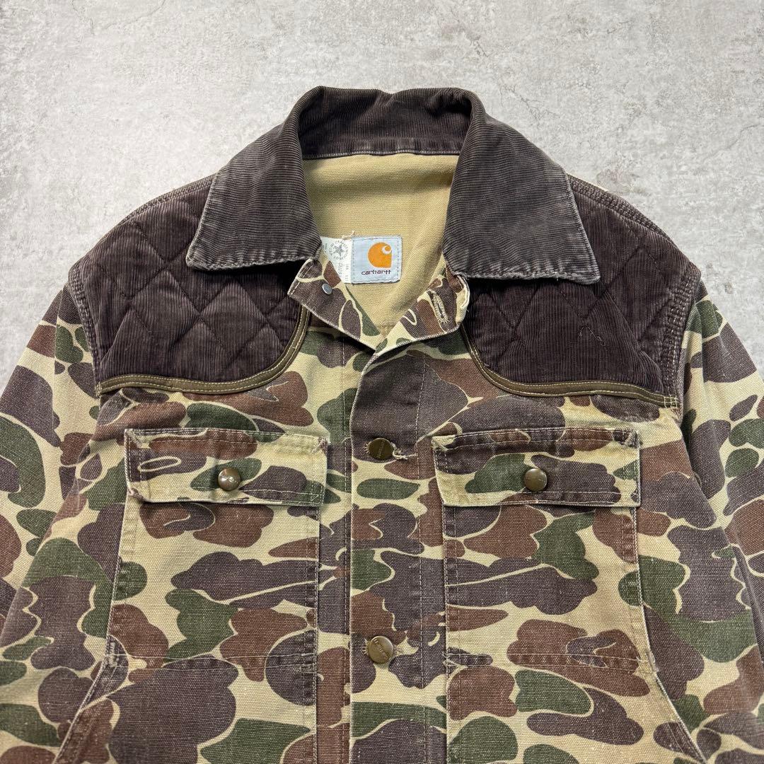 激レア80s■カーハート【L】USA製ハンティングジャケット カバーオール 迷彩