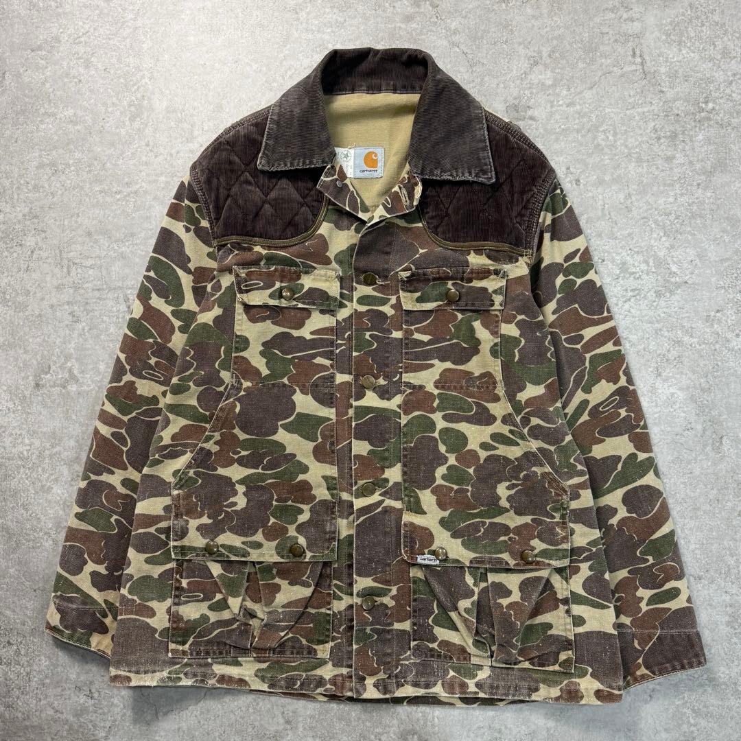 激レア80s■カーハート【L】USA製ハンティングジャケット カバーオール 迷彩