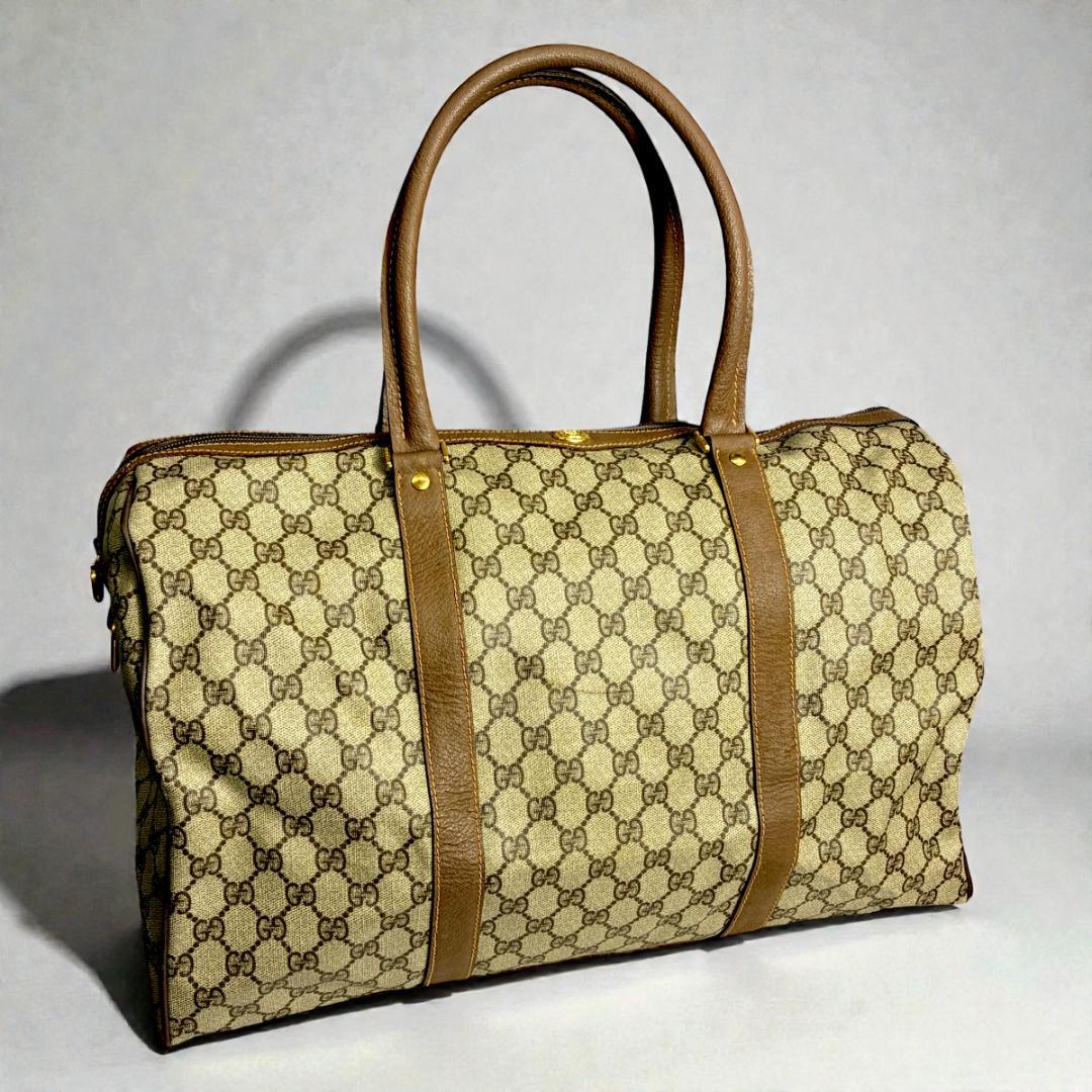 GUCCI OLD GGキャンバス ボストンバッグ ブラウン 70s 80s