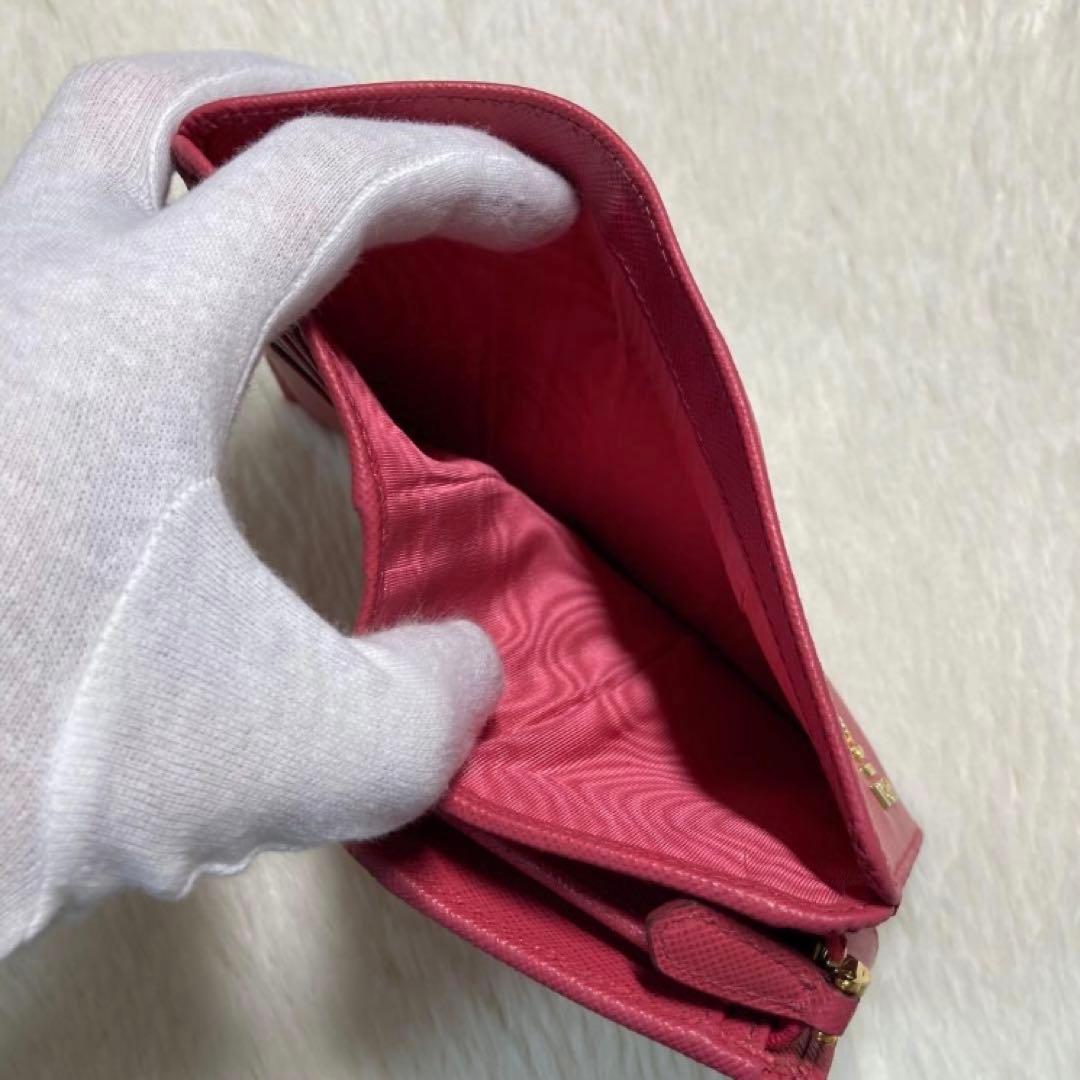 週末大特価美品　PRADA プラダ　二つ折り　財布　コンパクト　ピンク　バイカラ