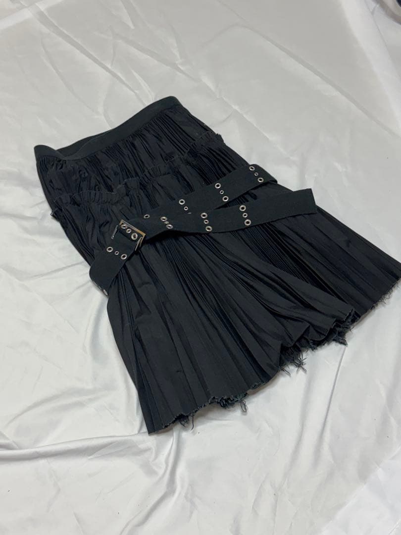 sacai ベルト プリーツ スカート ブラック 個性的 コレクション　ショー