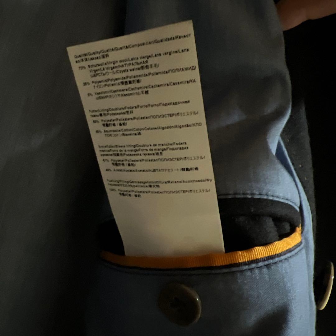 m*8様 ヒューゴボス　PコートHUGO BOSSウールカシミヤ56XXL紺色ネ