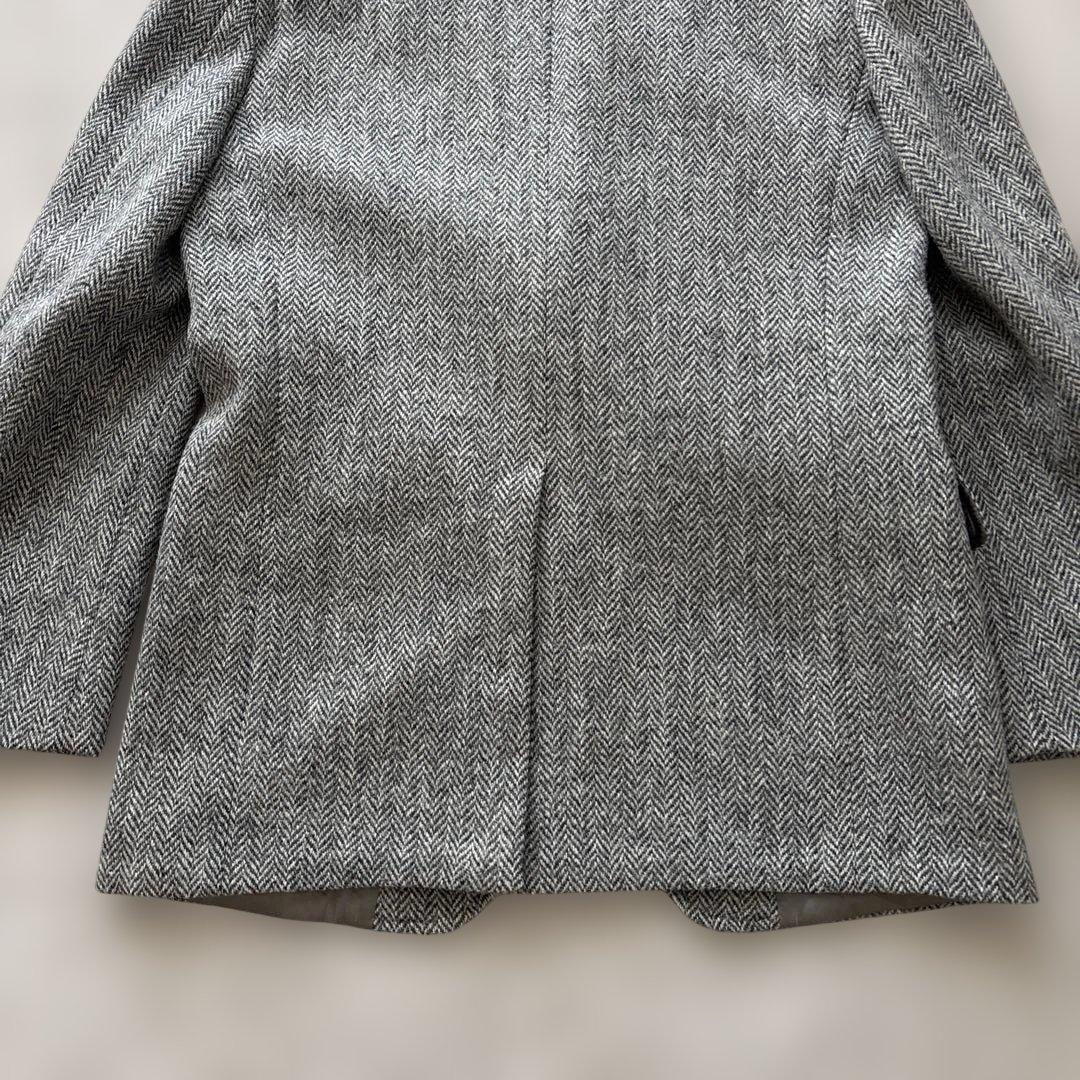 美品【ヘリンボーン 】アメリカ製　ハリスツイード　テーラードL 灰　毛　くるみB