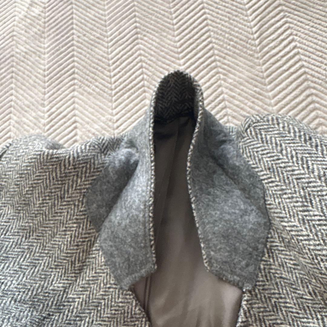 美品【ヘリンボーン 】アメリカ製　ハリスツイード　テーラードL 灰　毛　くるみB