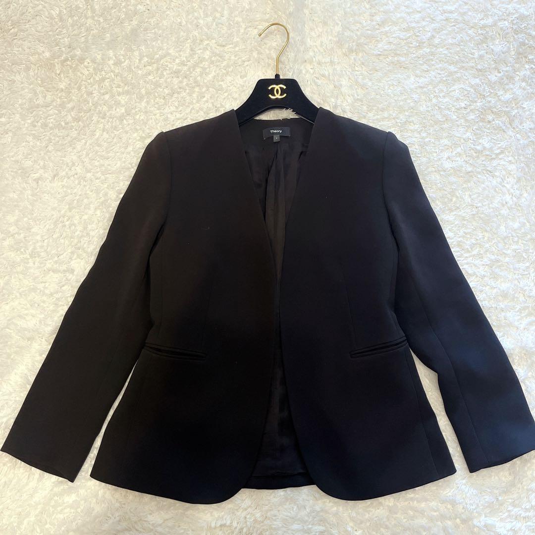 極美品 Theory ノーカラージャケット LINDRAYIA B スーツ 黒