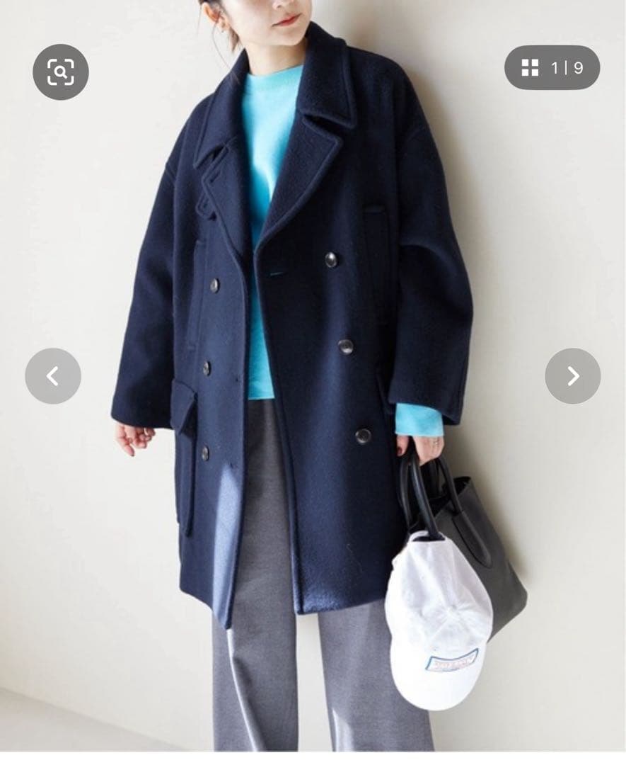 SLOVE IENA メルトンビック ピーコート ダブルボタン 濃紺 38