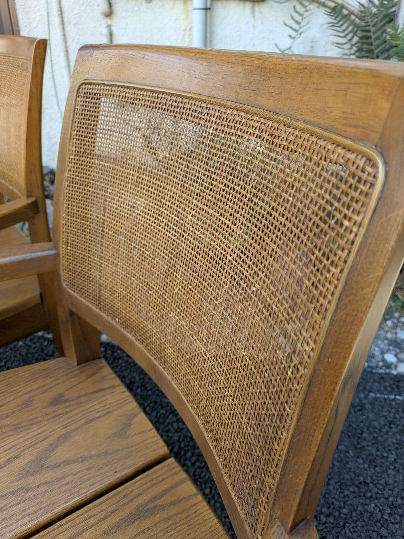 浜本工芸　ダイニングチェア　ラタン アームチェア ２脚セット