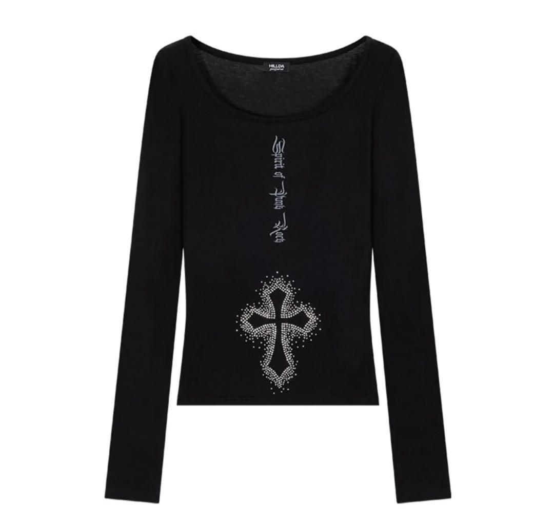 Hillda Cross Hotfix Long Sleeve 韓国ファッション