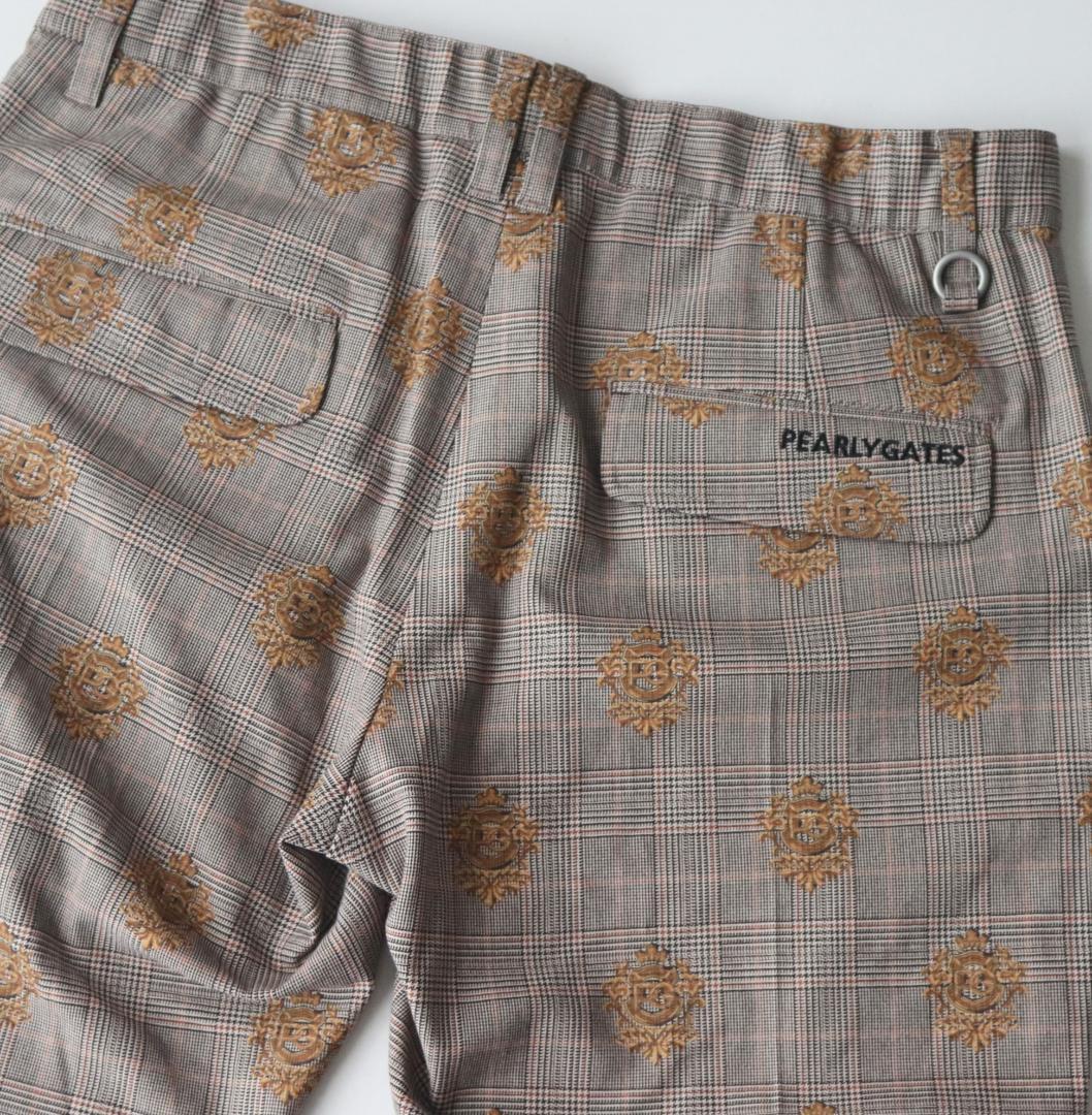 新品【パーリーゲイツ】ストレッチ エンブレムチェック柄 ロングパンツ 5(L)