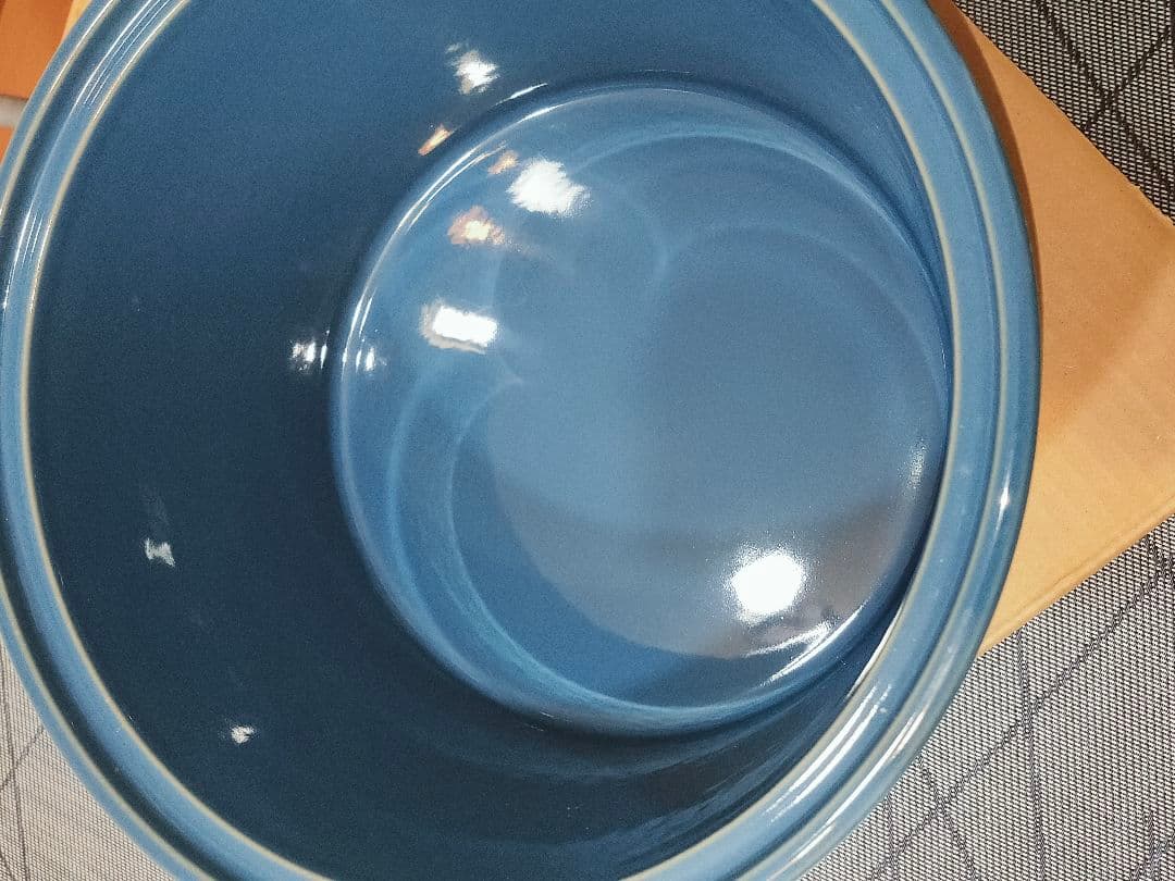 【レア・新品未使用・美品】常滑焼 久松窯 甕 6.5号 ガラス製ふた付き 藍色