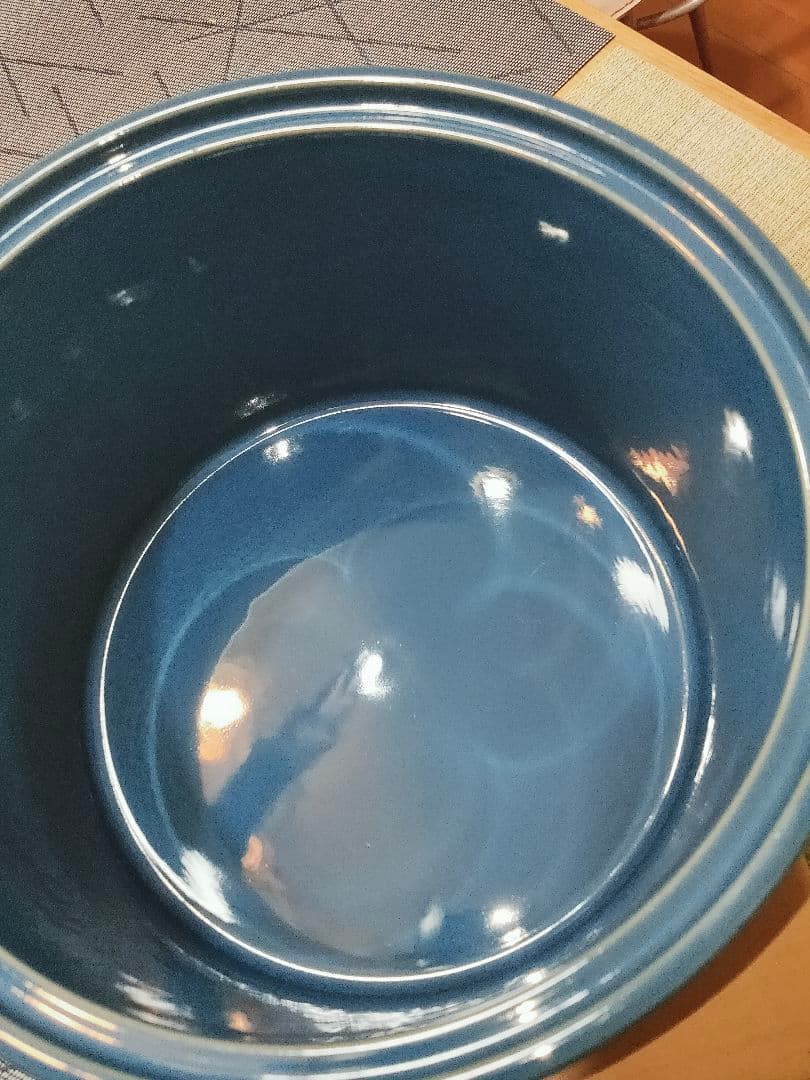 【レア・新品未使用・美品】常滑焼 久松窯 甕 6.5号 ガラス製ふた付き 藍色