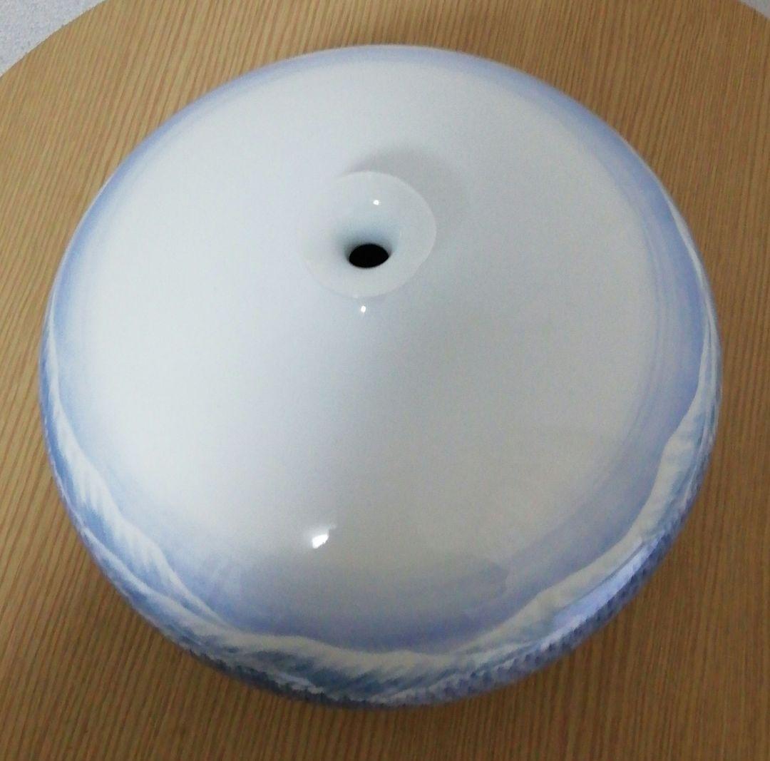 日展作家　藤井朱明作　染付　山景色　花入　共箱　立札付　花瓶