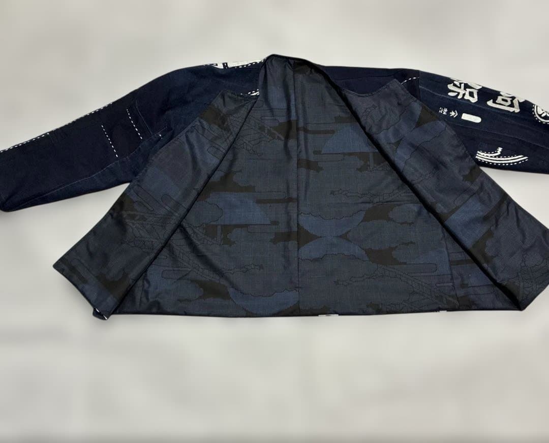 古布印半纏刺子いっぱい、9マルキの大島紬リバーシブル／ショートジャケット