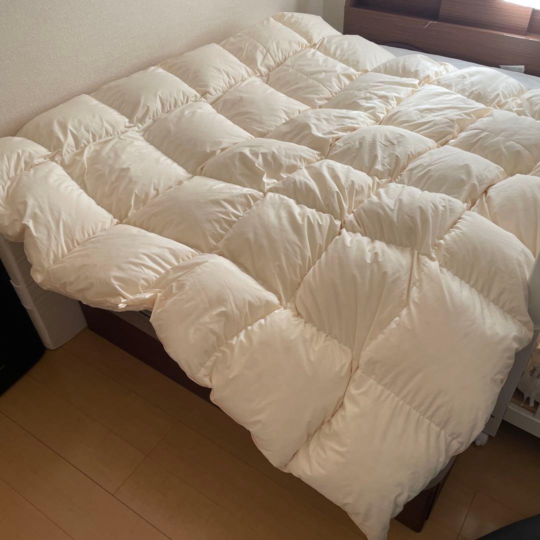 日本製　羽毛布団　ダブルサイズ　ホワイトダックダウン