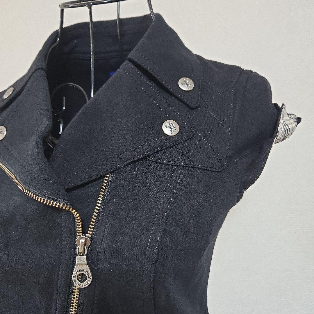 バーバリーブルーレーベル ライダース風 半袖ワンピース ノバチェック ロゴ刺繍