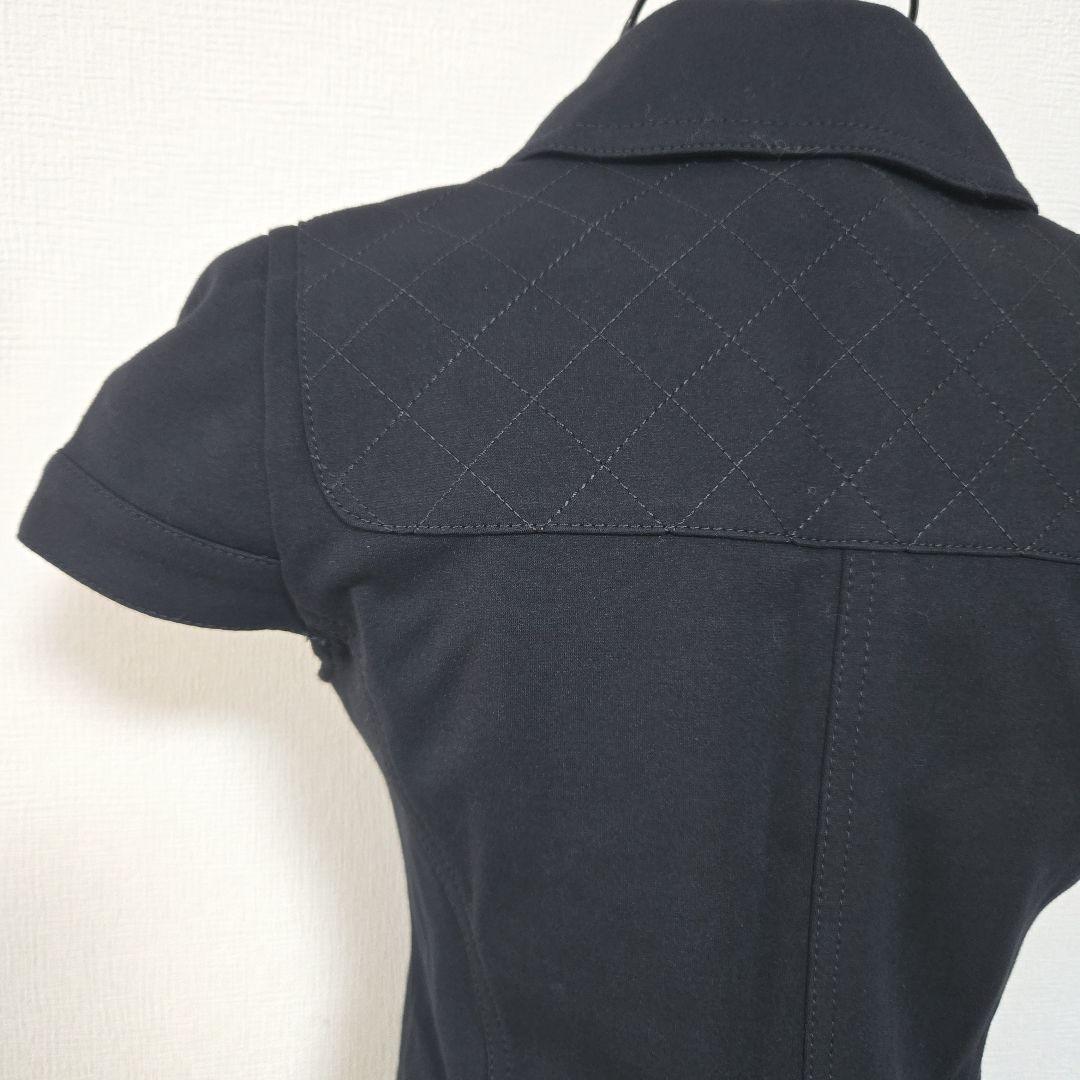 バーバリーブルーレーベル ライダース風 半袖ワンピース ノバチェック ロゴ刺繍