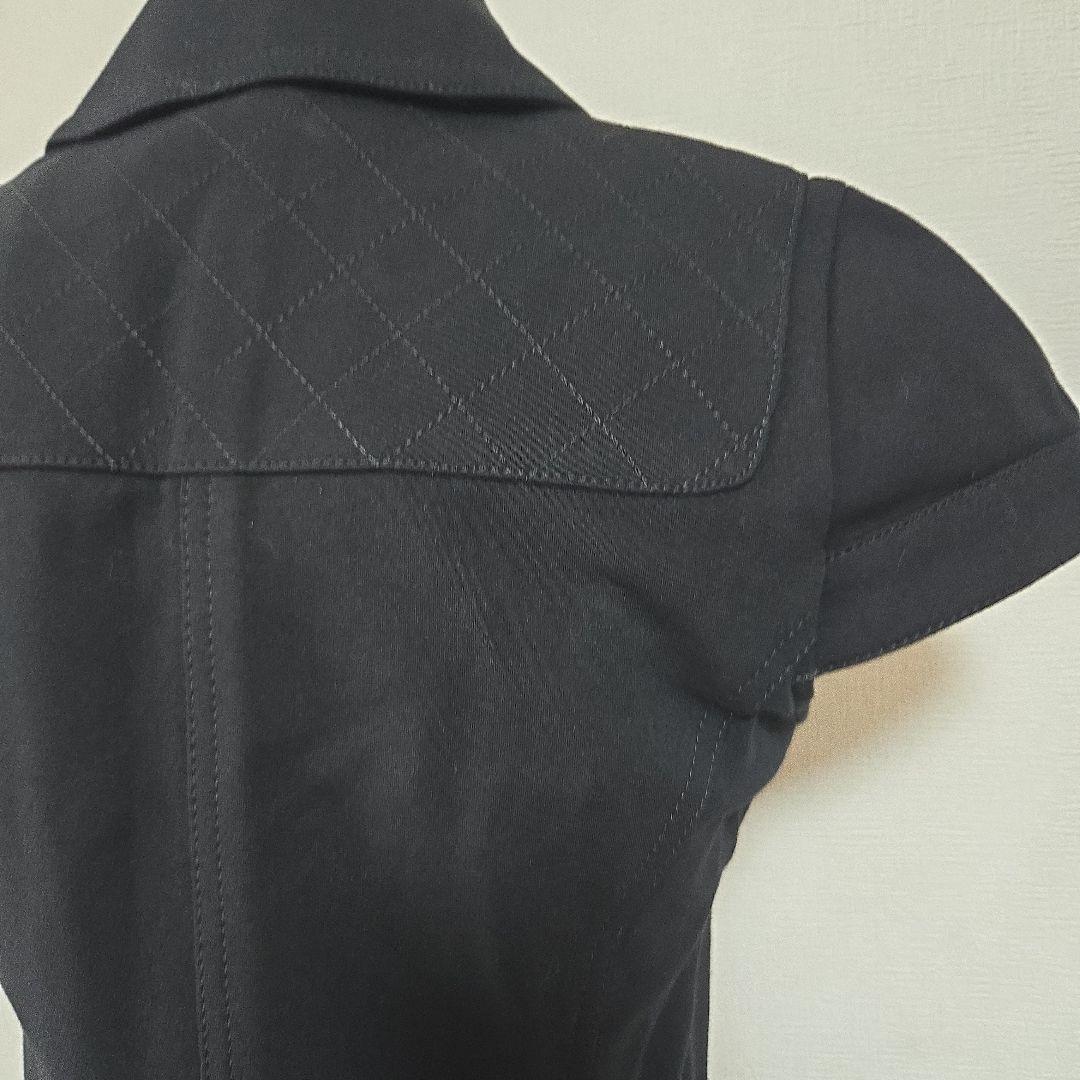 バーバリーブルーレーベル ライダース風 半袖ワンピース ノバチェック ロゴ刺繍