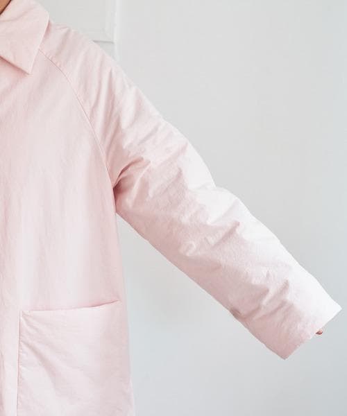 CHILD WOMAN 高密度ツイルステンカラーコート ピンク