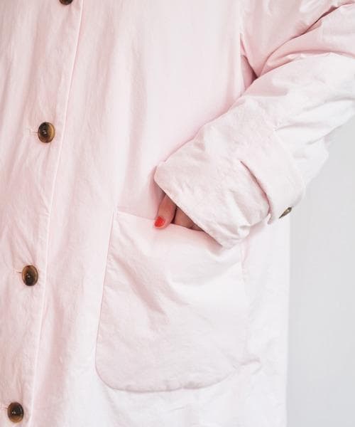 CHILD WOMAN 高密度ツイルステンカラーコート ピンク