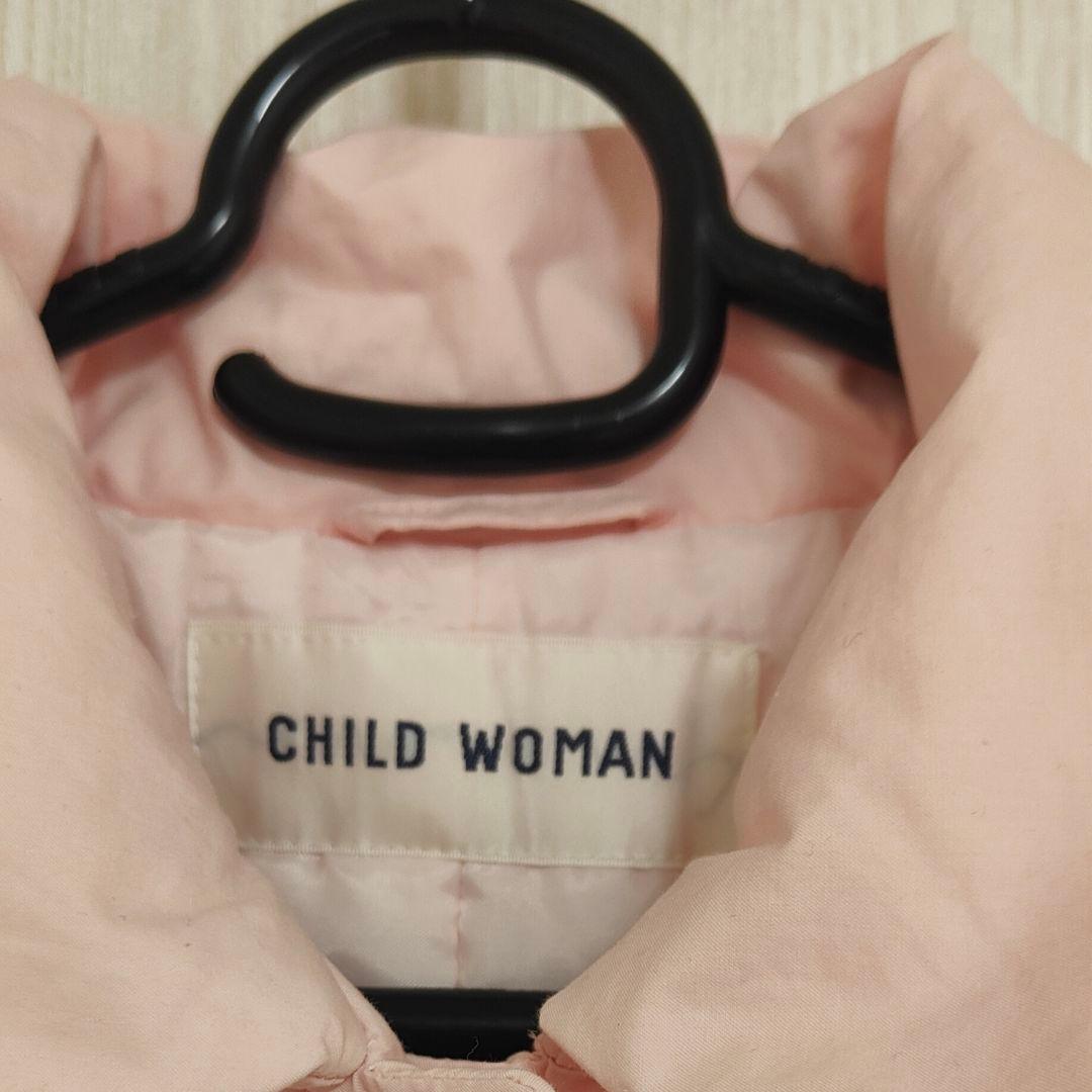 CHILD WOMAN 高密度ツイルステンカラーコート ピンク