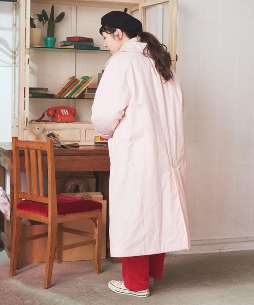 CHILD WOMAN 高密度ツイルステンカラーコート ピンク