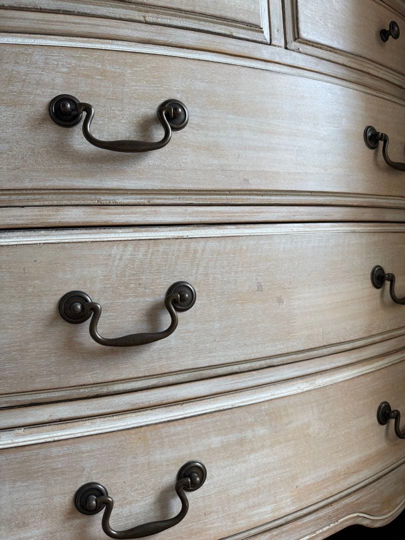 ★セール！！★ヴィンテージ調　ホワイト木製チェスト 4段