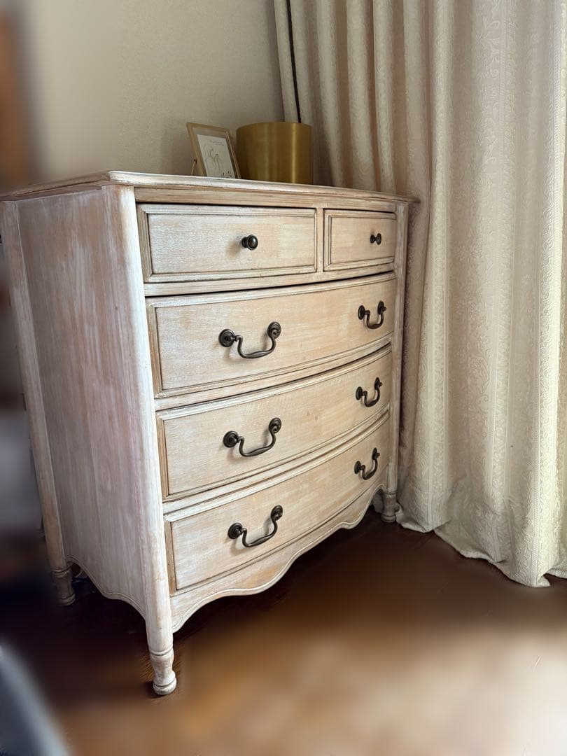 ★セール！！★ヴィンテージ調　ホワイト木製チェスト 4段