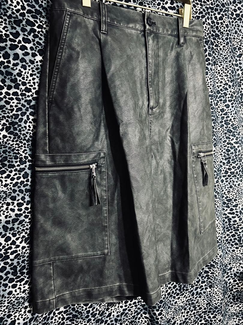 y2k grunge archive opium レザー カーゴ ハーフパンツ