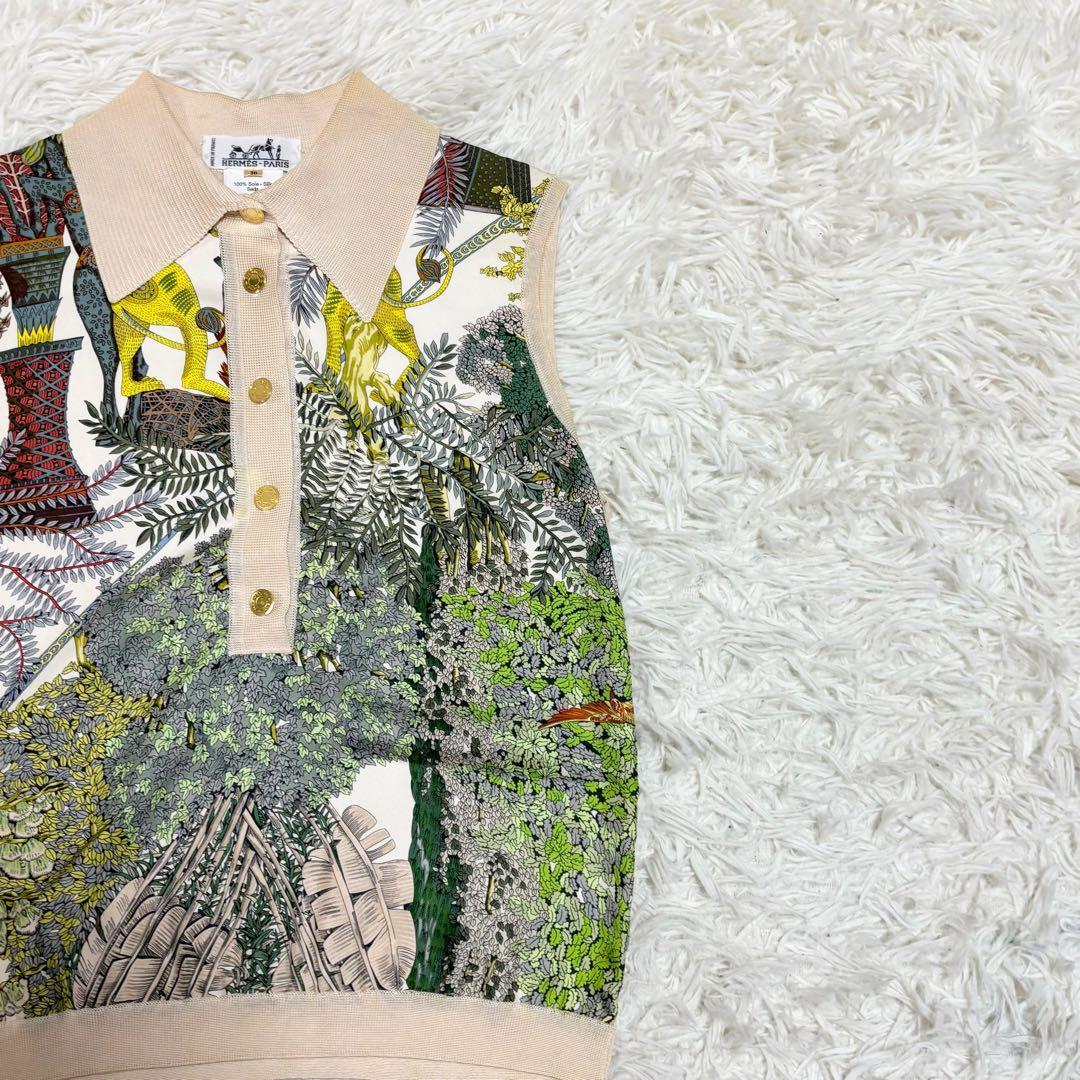 Jungle Love HERMES ノースリーブ　ポロシャツ　シルク　スカーフ