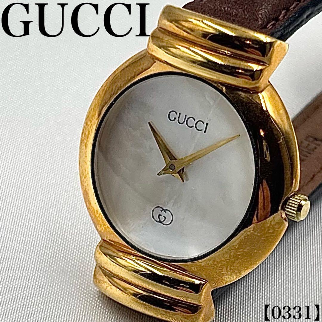 稼働品 グッチ GUCCI 腕時計 レディース ラウンド ゴールド 0331