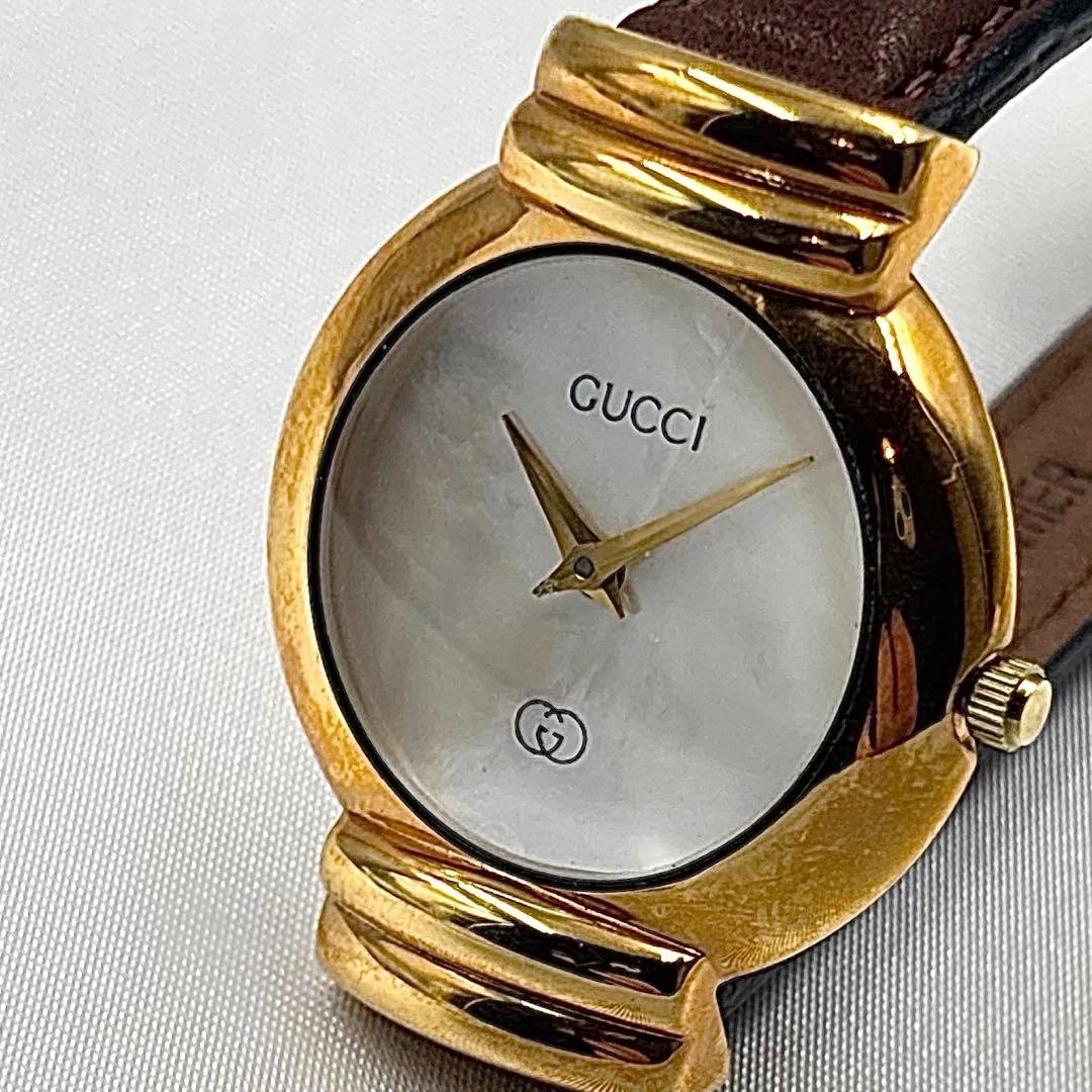 稼働品 グッチ GUCCI 腕時計 レディース ラウンド ゴールド 0331