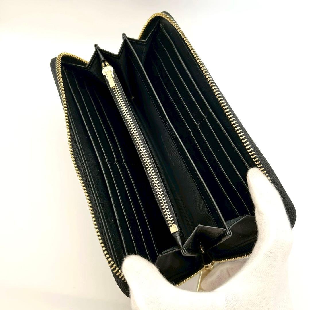 【超美品】COACH コーチ 長財布 ラウンドファスナー レザー ブラック