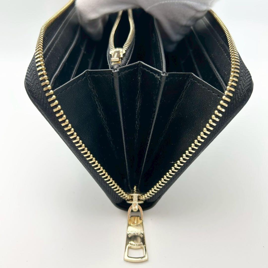 【超美品】COACH コーチ 長財布 ラウンドファスナー レザー ブラック