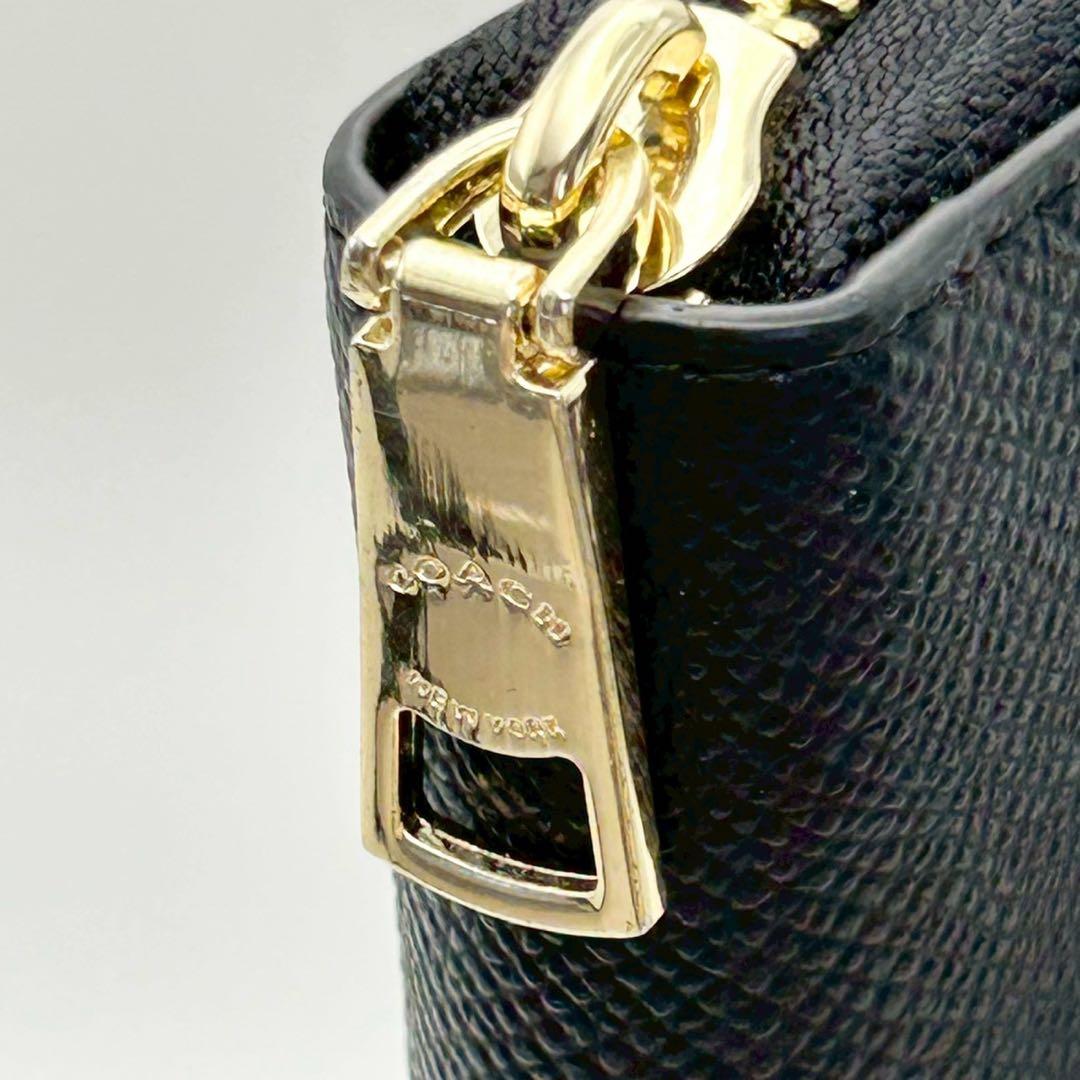 【超美品】COACH コーチ 長財布 ラウンドファスナー レザー ブラック