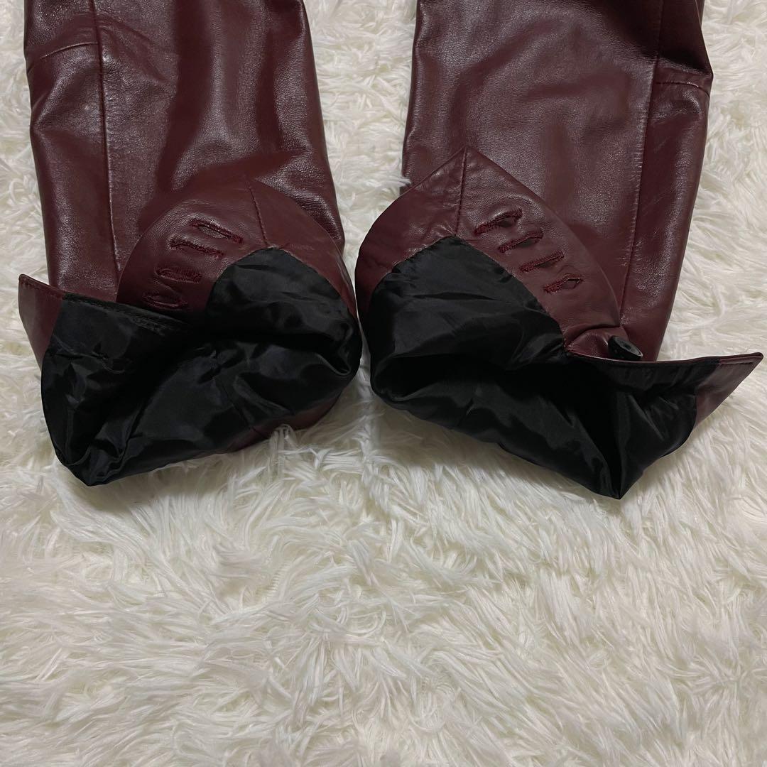 美品　LIUGOO ラムレザー テーラードジャケット　バーガンディ　2B