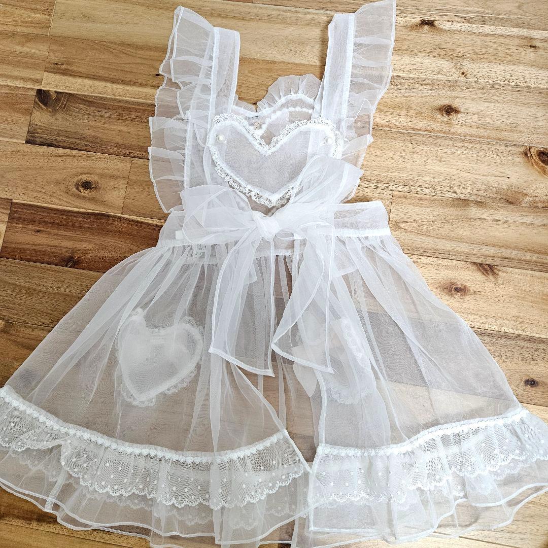 BABY オーガンジーハートエプロン 甘ロリ/メイド服/撮影用 にも
