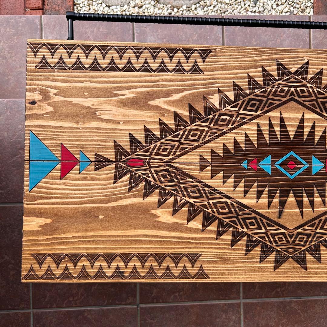 No.566 アイアンローテーブル オルテガテーブル　ネイティブ柄