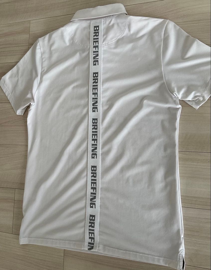 ブリーフィング ゴルフ バックテープロゴボタンダウンポロシャツ ホワイト